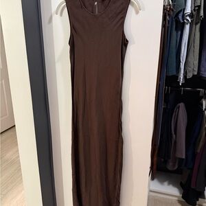 Quince Washable Silk Chocolate Brown Maxi Dress